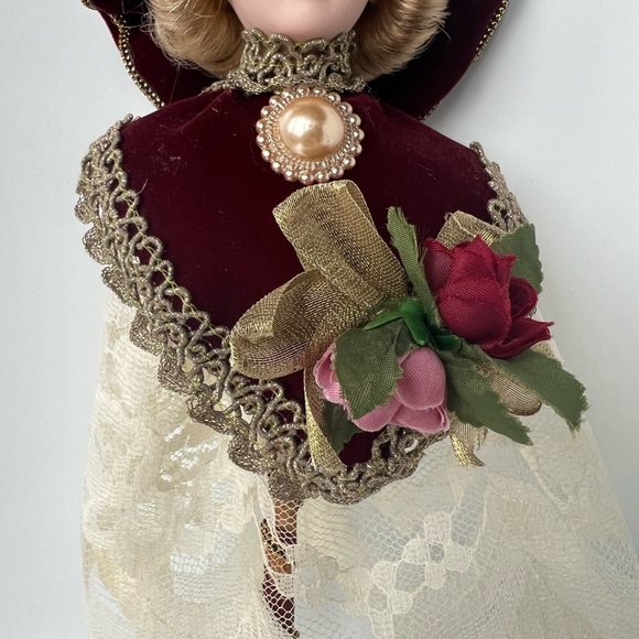 Vintage Kurt S Adler KSA Victorian Porcelain Doll Christmas Ornament Burgundy - Picture 9 of 16